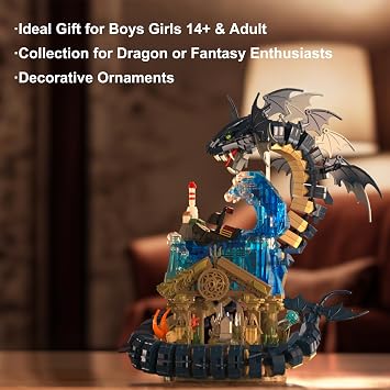Sea Dragon Building Set, Medieval Building Blocks Sets for Adults Teens 14+ | 2210Pcs Dragons Toys with Lights, Leviathan DIY Model Kits, Hobbies Decor Christmas Graduation Birthday Housewarming Gifts
