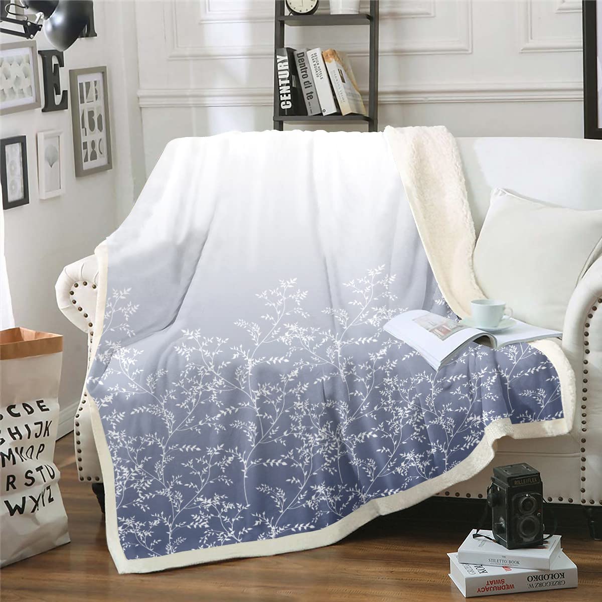 Erosebridal Navy Ombre Fleece Blanket 40