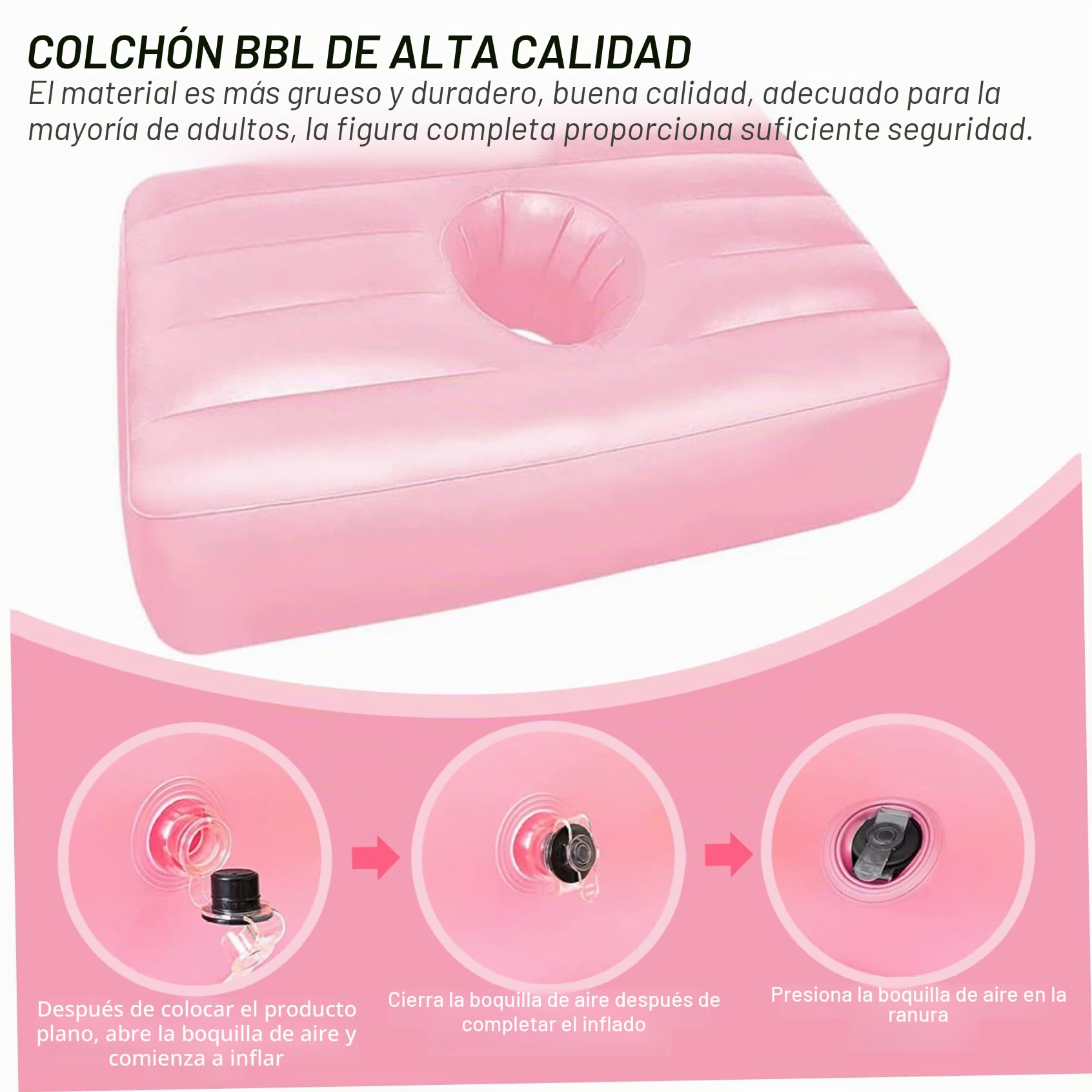 Bbl Bed - Silla elástica de PVC antidesgaste para recuperación postoperatoria, cama portátil con agujero para levantamiento de glúteos brasileño y apoyo postnatal para dormir