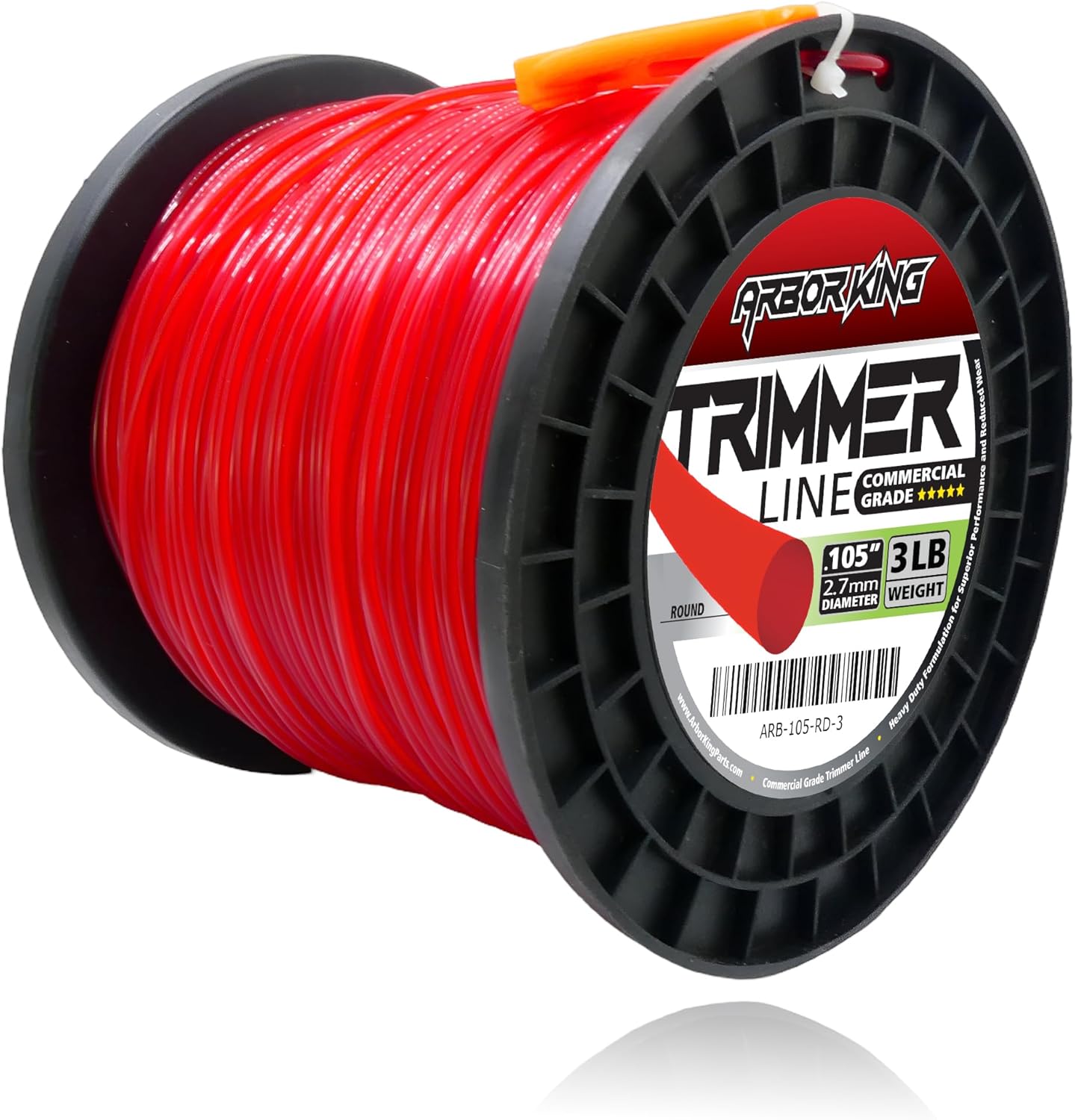 0.105 3LB Round Red Trimmer line Spool Commercial Grade with Line Cutter