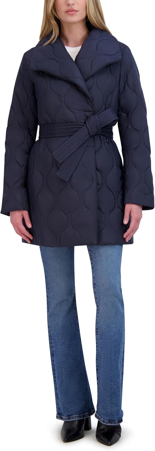 TAHARI Women's Hourglass Quilted Wrap Coat - Image 5