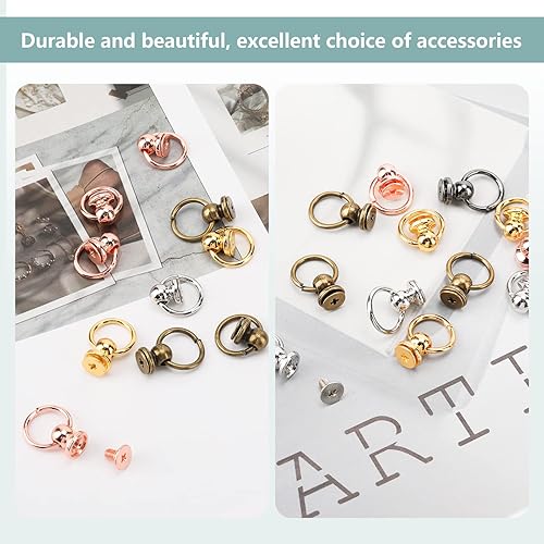 Miniatura 5 de 50 remaches de cabeza redonda con tornillo con destornillador para manualidades, cinturones de cuero, bolsos, teléfono, Cas (dorado)