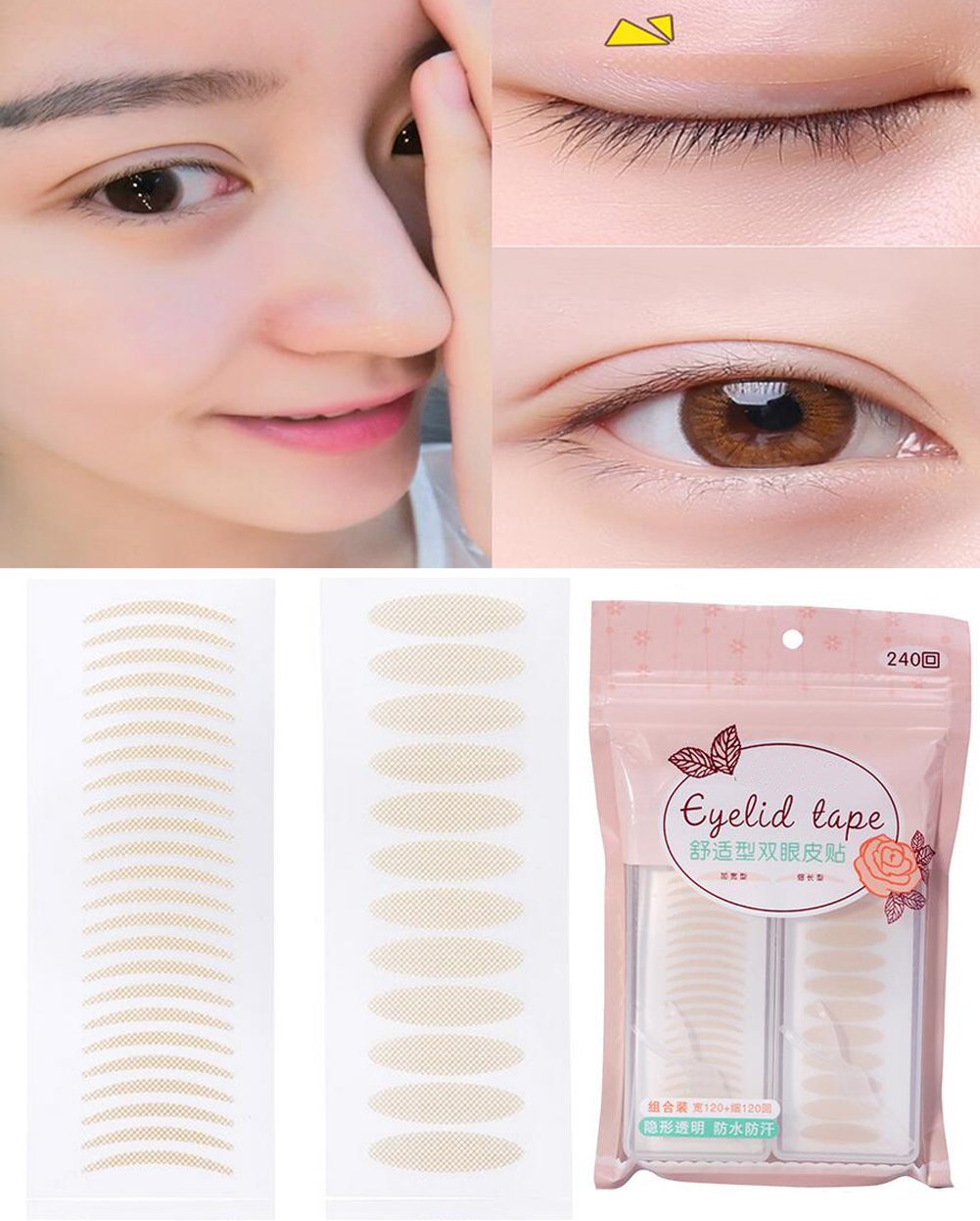 Buy 240Pairs(120Pairs Slim+120 Pairs Wide) Lace Style Natural Invisible