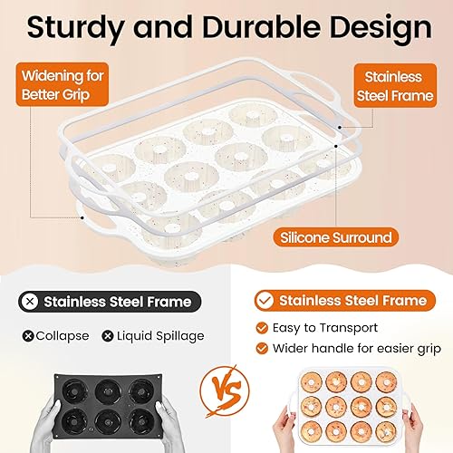 Miniatura 4 de SJ Mini molde de tubo estriado de silicona con marco reforzado de metal, antiadherente (1 pieza), moldes de silicona para gelatina, molde pequeño
