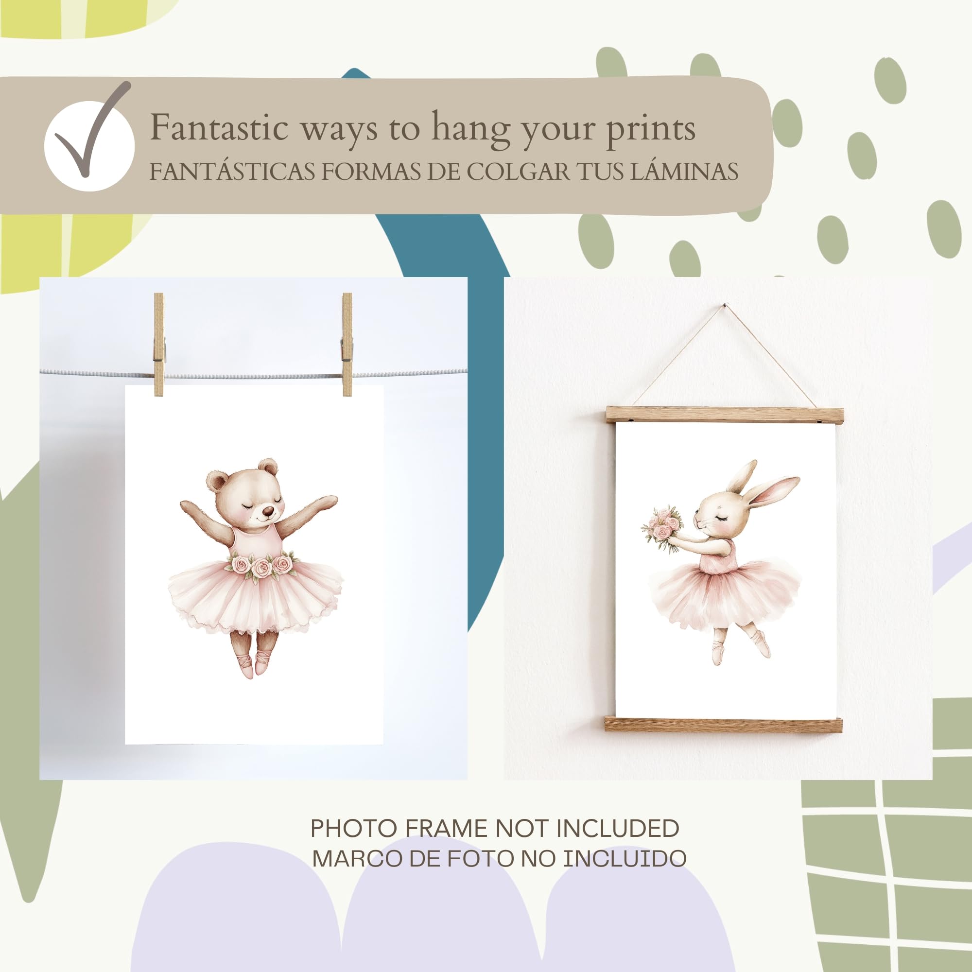 ayurvana Set de 6 Láminas Infantiles de Ballet – Cuadros de Bailarinas en Acuarela con Lazos y Tul – Decoración Completa Habitación Niña y Bebé Estilo Coquette – Regalo Nacimiento – A4 SIN MARCO Rosa