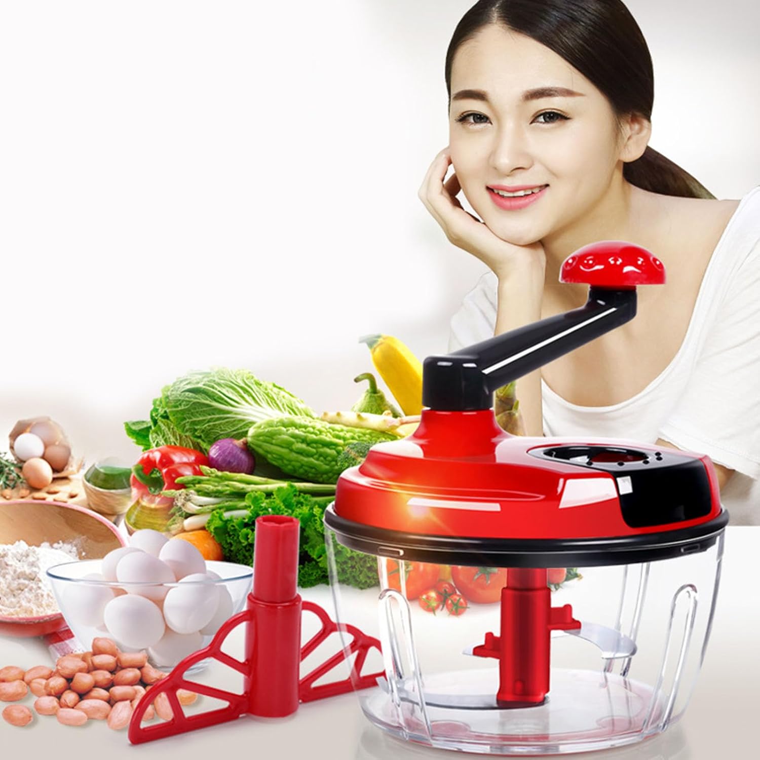 Efficient Manual Food Processor Meat Grinder Vegetable Choppers with 402 Steel Includes Practical Kitchen Accessories Efficient Meat and Veg Processor