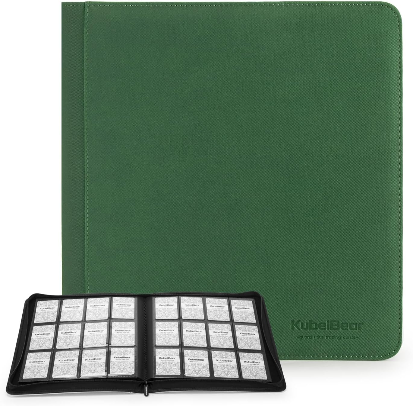 Card Binder – 720 Capacity, Zippered Trading Card Holder for MTG, Sports & Collectible Cards – Acid-Free, Durable & Travel-Friendly Storage (Green dots, 12 Pocket)