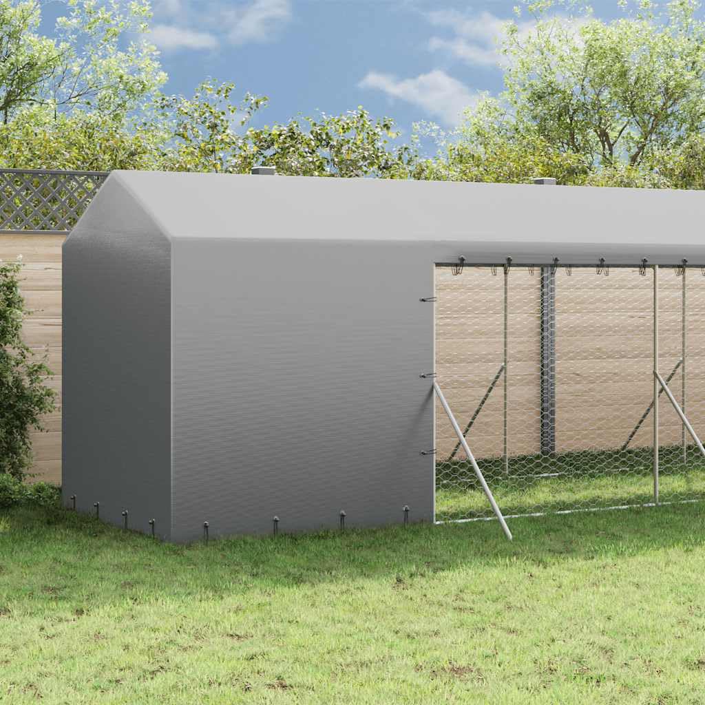 Cuccia Cani Esterno Tetto Argento 2x14x2,5 m Acciaio Zincato