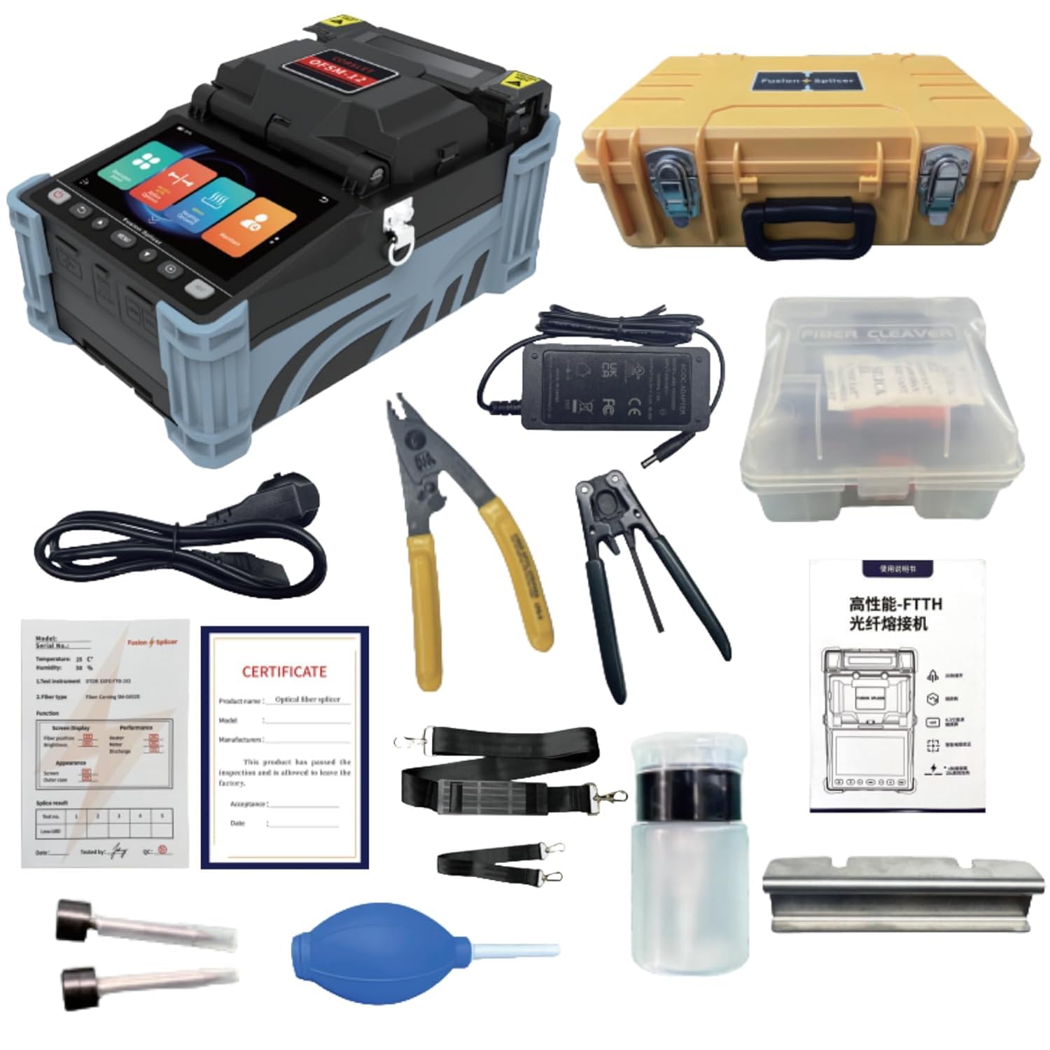 Corslet OFSM-12 Fiber Optic Fusion Splicer Machine for FTTH, 6s Fast Splicing, 18s Heating, High Precision Optical Fiber Splicer with Cleaver, Complete Tool Kit, Professional Fiber Welding Equipment-picture-21