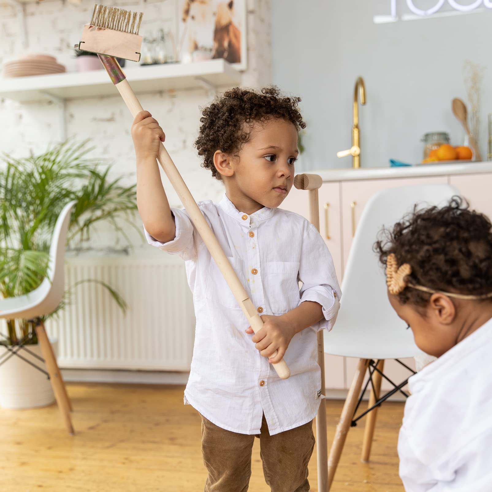 CIMAXIC Manual Weeding Tool Set 2pcs Garden Popper Steel Wire Brush for Deck Cleaning