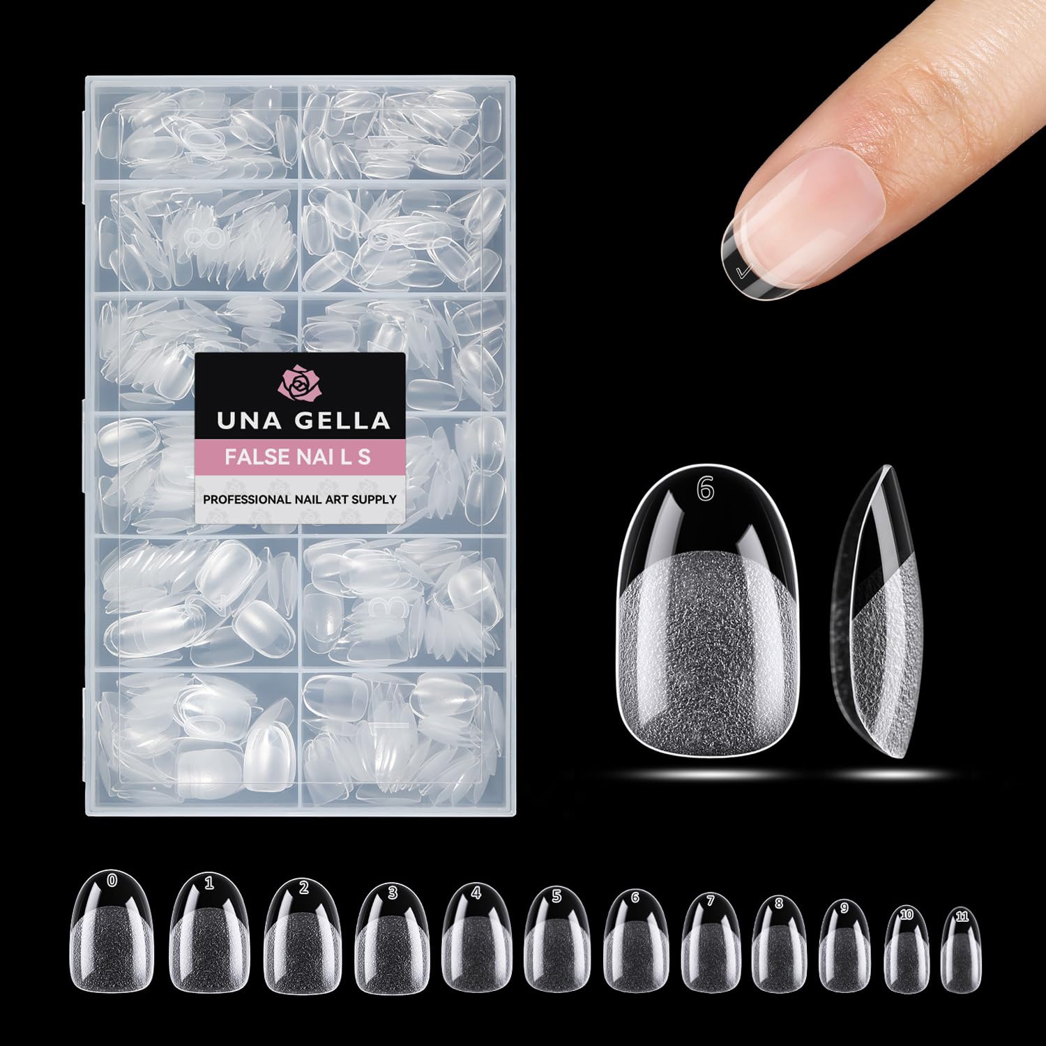 UNA GELLA Oval Gel Nail Tips, 312 Pcs Short Oval Round Nails Pre-Etched Half Matte Clear Acrylic Full Cover Press on Fake Nails No Filing Needed for