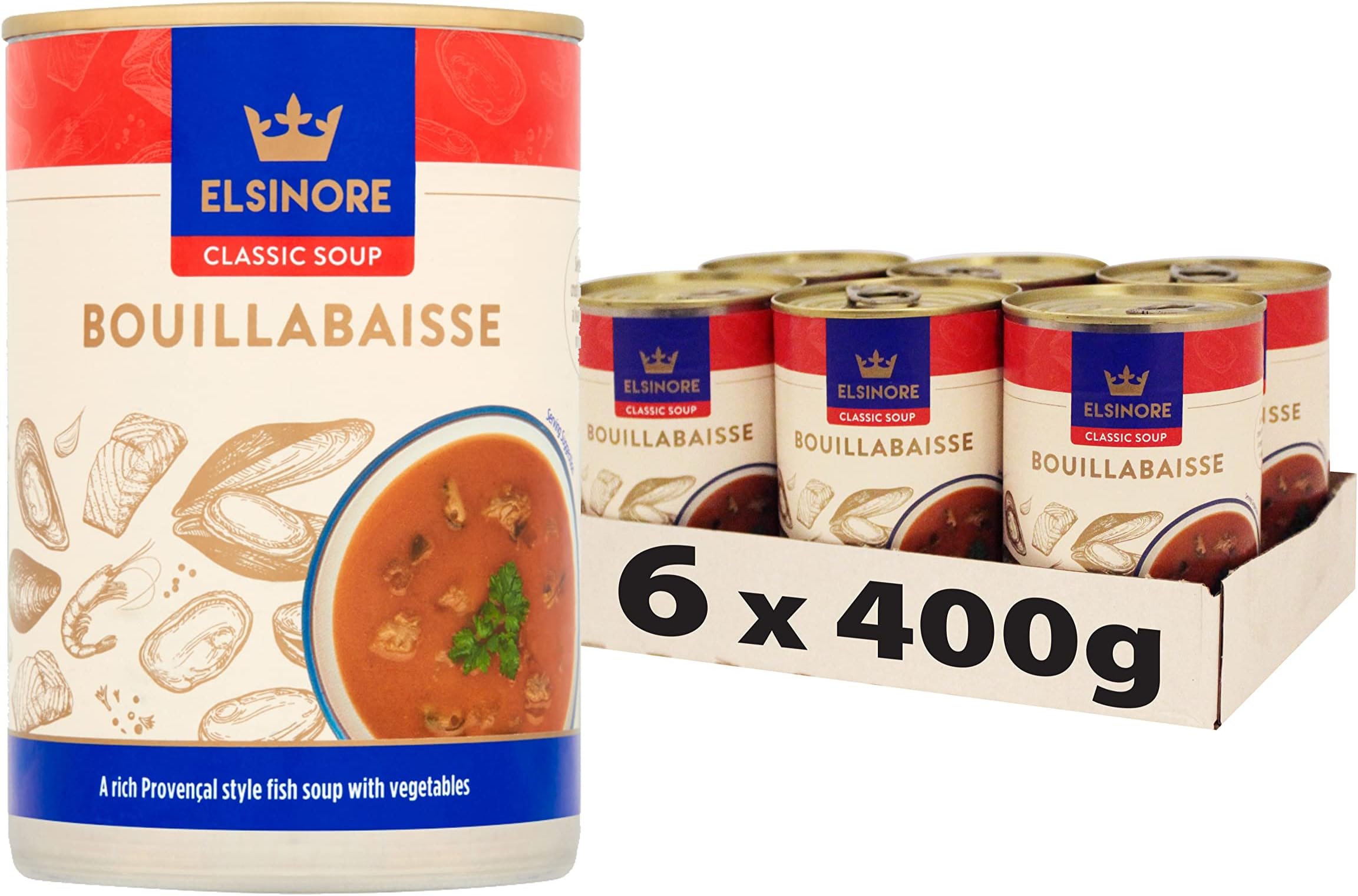 Elsinore Bouillabaisse Soup with Fish, Mussels & Shrimp 400g (Pack of 6)