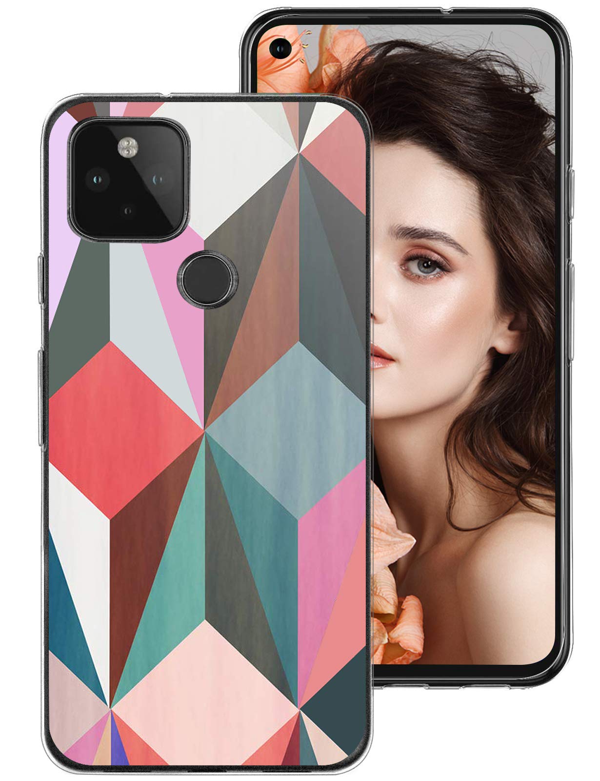 Meweri for Google Pixel 4a 5G Case, Soft&Flexible Ultra-Thin Shockproof Slip Resistant Anti-Scratch Protective Phone for Women Girl Bumper Cover with Retro Marble Design for Google Pixel 4a 5G (9)