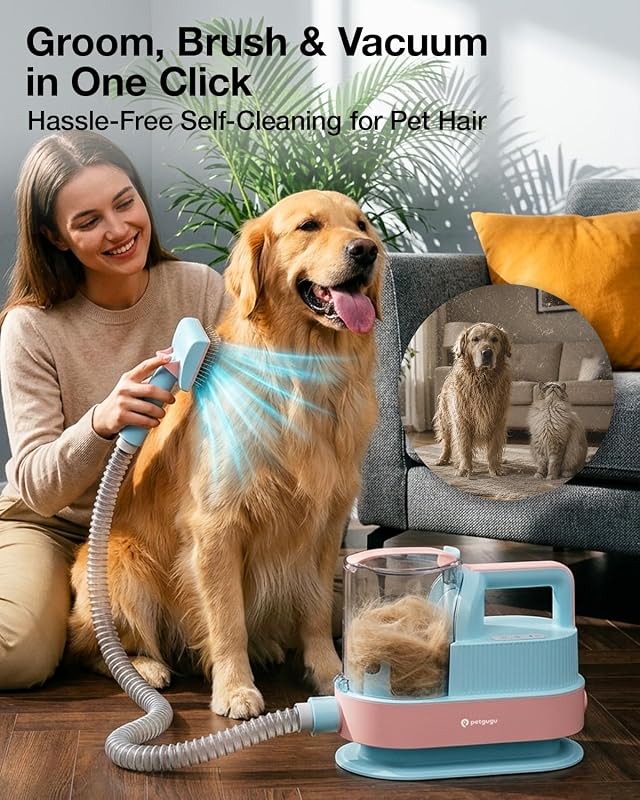 PETGUGU 11-in-1 Dog Grooming Vacuum & Dryer – Large two point five liter dust capacity