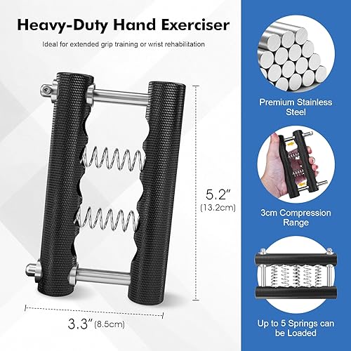 Miniatura 4 de Fortalecedor de agarre de mano de acero inoxidable, 17.6-313.1 lbs Entrenador de fuerza de agarre de mano ajustable, entrenamiento de fuerza de