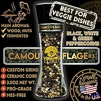 Vista 2 de Yupanqui Molinillo de pimienta para parrilla vegetariana, 3.5 onzas, molinillo de pimienta recargable manual con granos de pimienta orgánicos