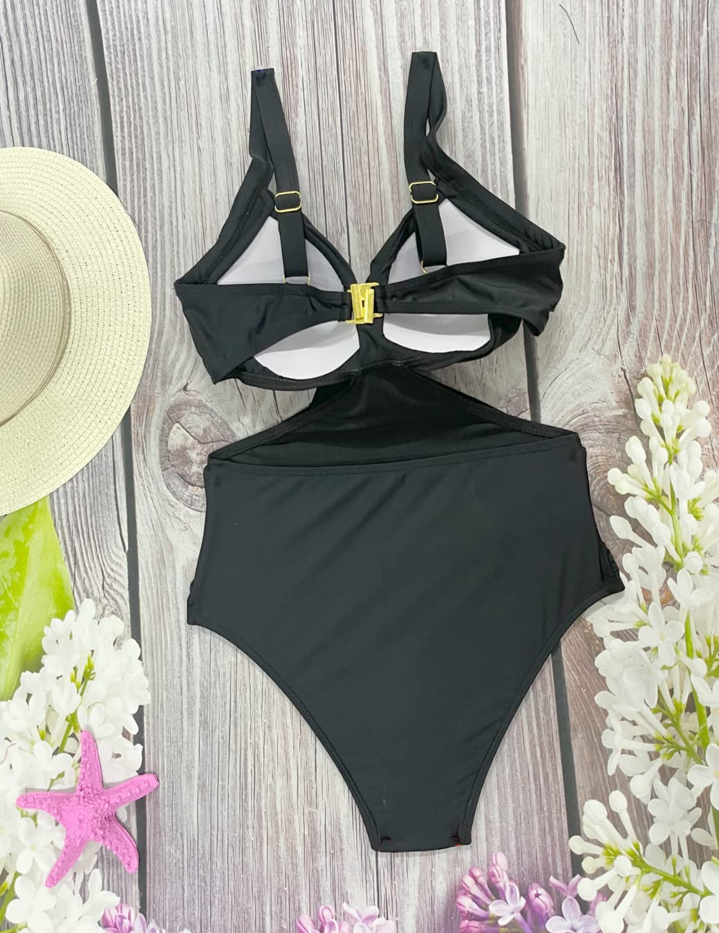 Rayson Costume Intero Donna Tummy Control Hollow out Criss Cross Monokini Push Up High Waist Costume da Bagno Intero