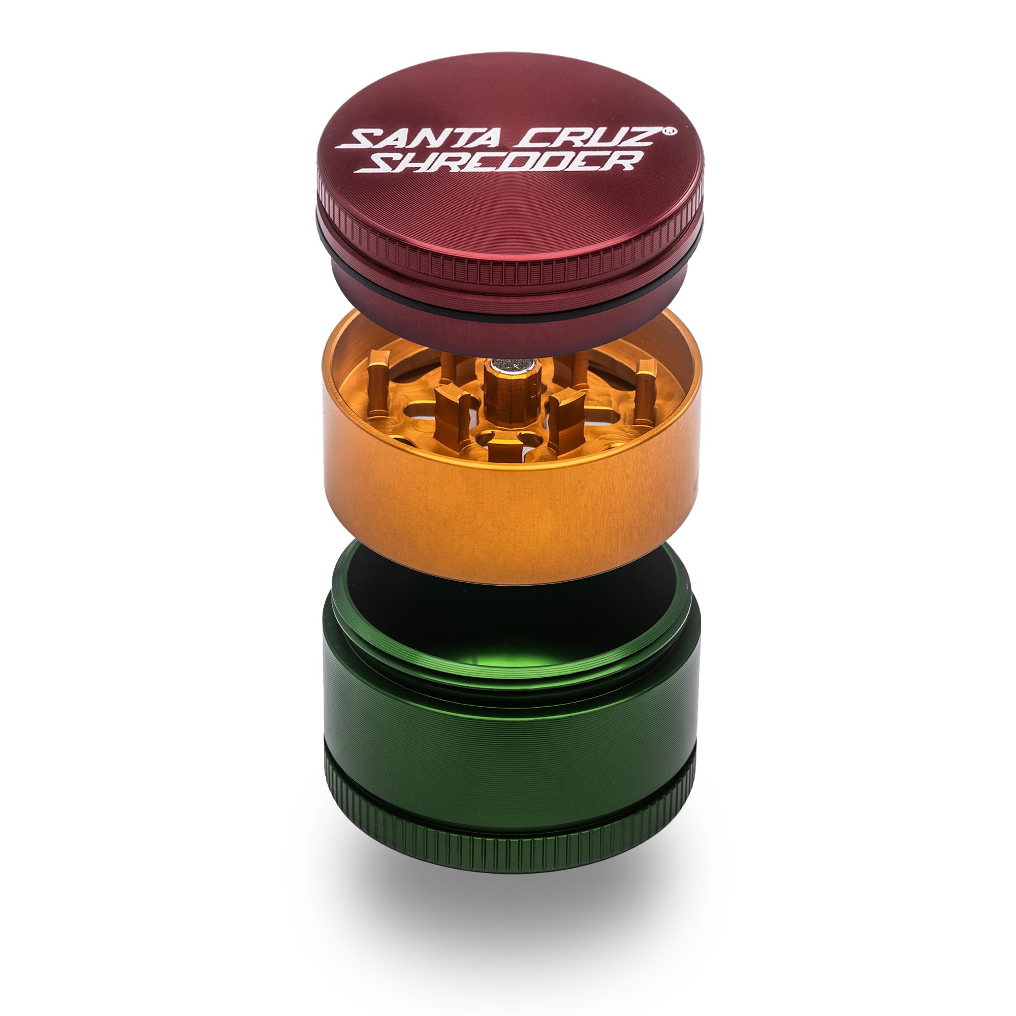 Santa Cruz Shredder Kräutermühle aus Metall, gerändelt, für stärkeren Griff, 3 Stück, klein, 4,3 cm (Rasta)