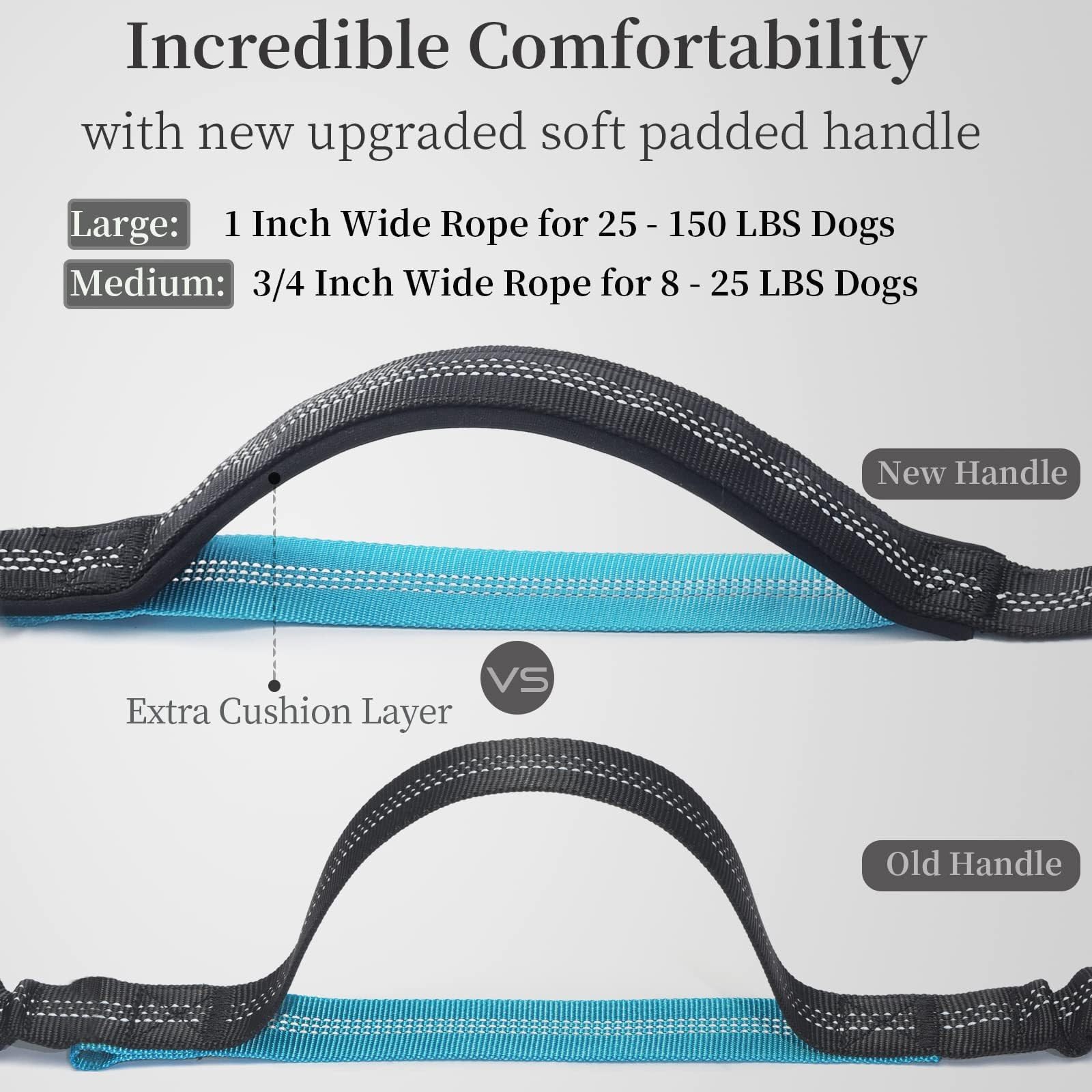 Laisse pour chien avec crochet en métal rembourré et ceinture réglable pour l'entraînement de course à pied de grandes races Laisse élastique pour chien