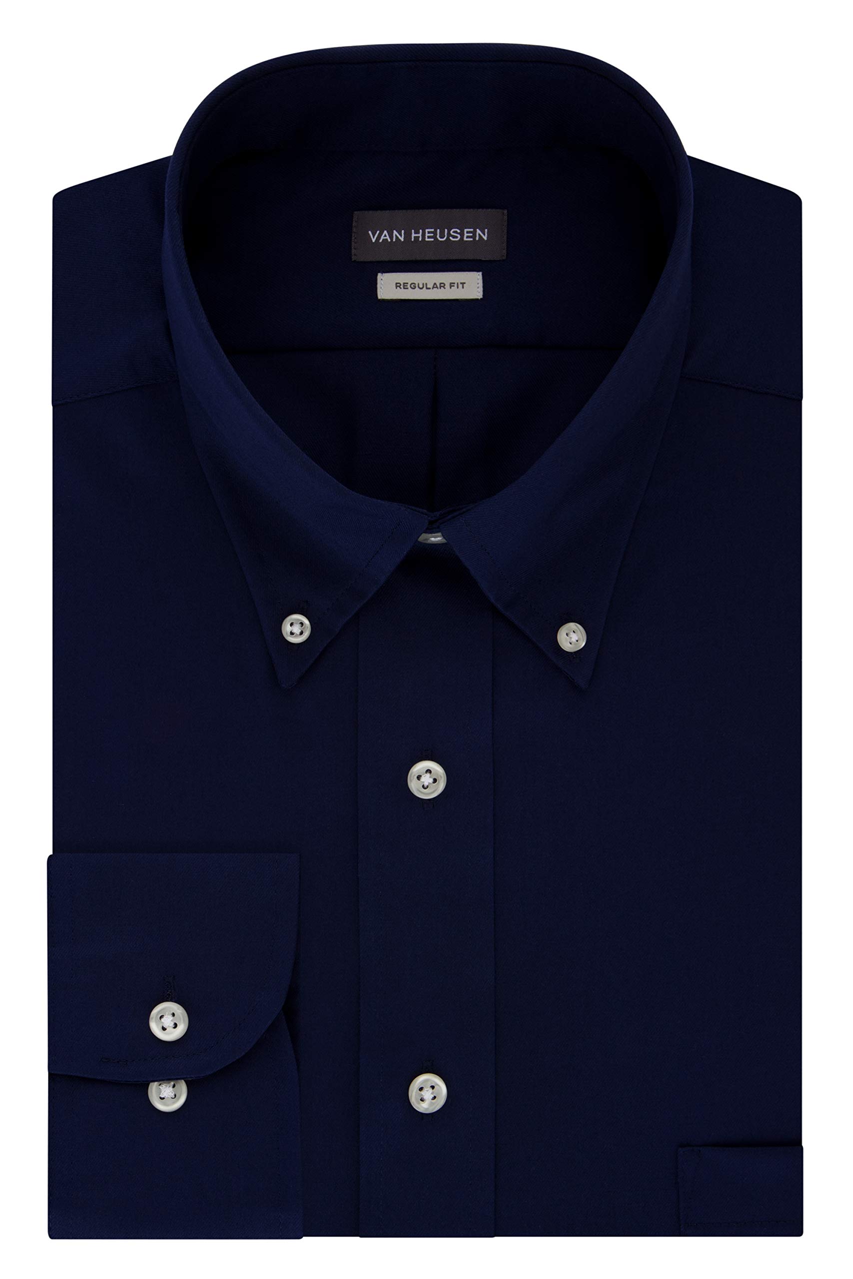 Van HeusenMen's Regular Fit Twill Solid Button Down Collar Dress Shirt