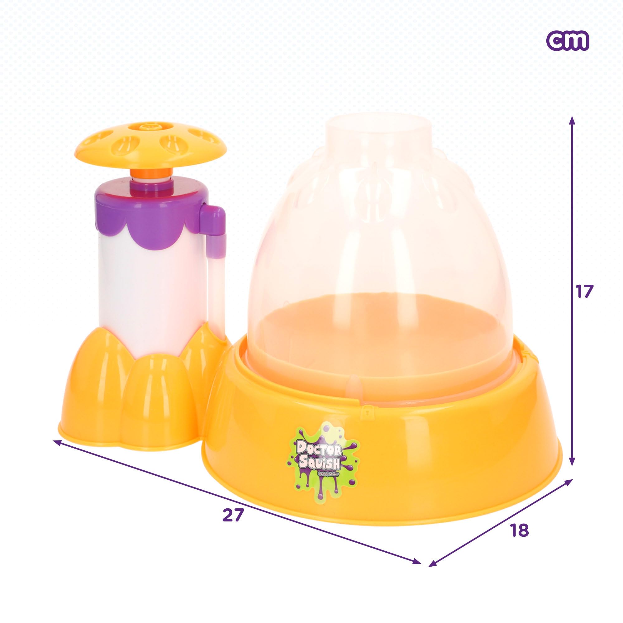 Doctor Squish Estación fábrica de squishies Glow it!, Neon Edition, hasta 8 squishies, Brillan en la Oscuridad, Incluye estación Manual, Cápsulas, Pinzas, Slime y Rellenos, Desde 8 años (48439)
