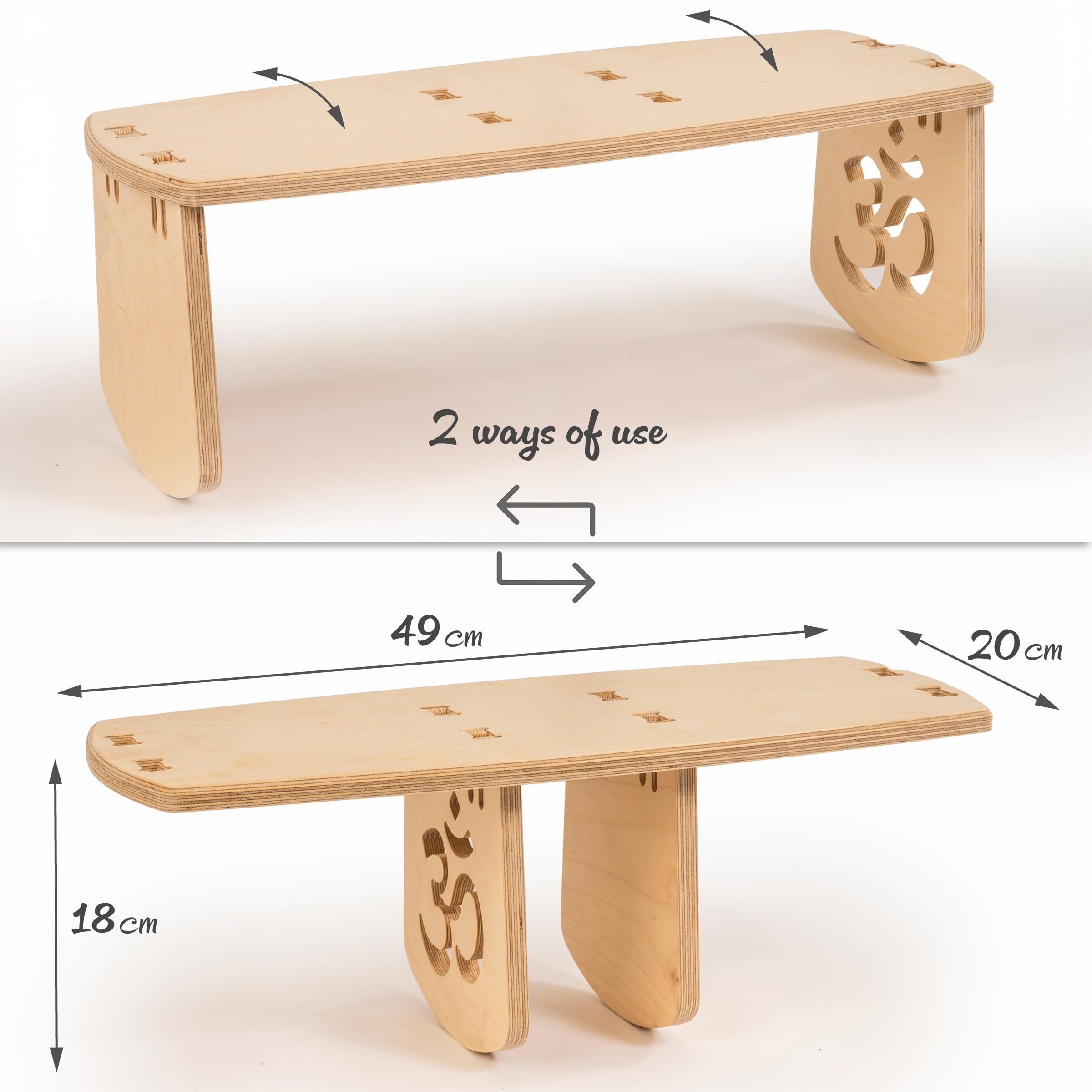 Raja Banc de méditation, tabouret en bois de bouleau, banc de yoga, double configuration, chaise de prière, portable, inclinaison pour posture parfaite, méditation profonde.