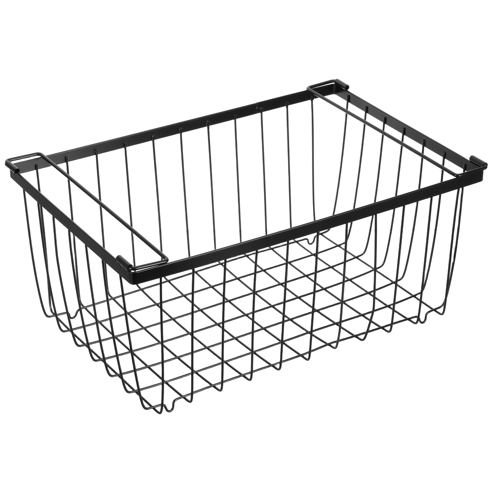 VICASKY Bac de Rangement Suspendu pour Congélateur Coffre en Fil Métallique Noir Grand Format Panier de Congélation Résistant Froid Organisateur de Rangement Cuisine Paniers
