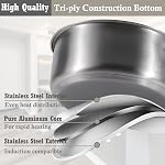Stainless Steel pots and Pans Set, 6 Piece Nonstick Kitchen Induction Cookware Set,Works with Induction/Electric and Gas Cooktops, Nonstick, Oven & Dishwasher Safe
