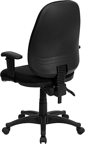 Miniatura 5 de Flash Furniture Silla de oficina ergonómica giratoria ejecutiva de tela negra con respaldo alto con brazos ajustables