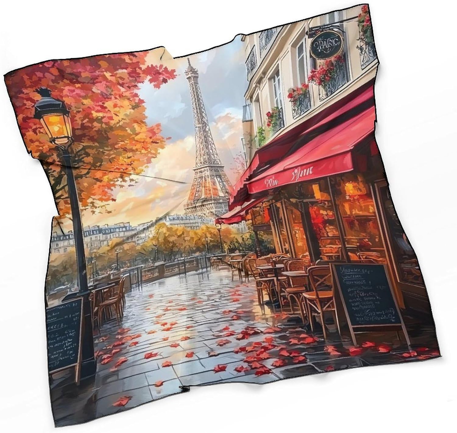 Eiffel Tower Cityscape Bandana Fashion Head Scarf Square Silk Scarf Print Neck Hair Scarfs for Women Men Gifts