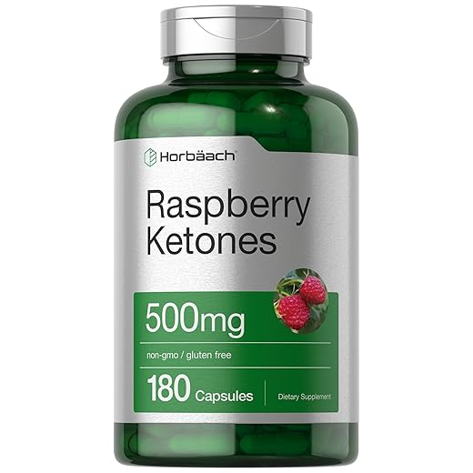 Horbäach Raspberry Ketones | 500mg | 180 Capsules | Non-GMO & Gluten Free Pills