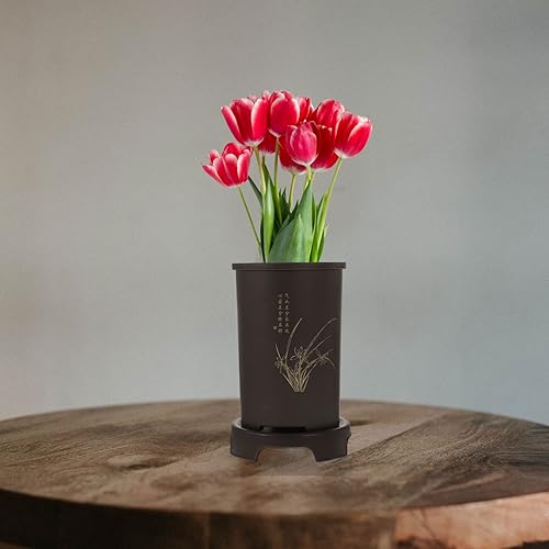 Miniatura 3 de GANAZONO Decoración al aire libre, 1 juego de macetas de orquídeas de estilo chino, maceta de bonsái, macetas retro con bandeja de jardín, maceta de