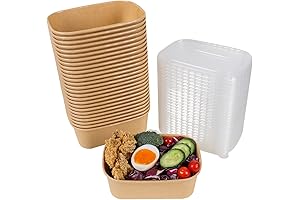 25OZ Disposable Kraft Paper Bowls with Lids