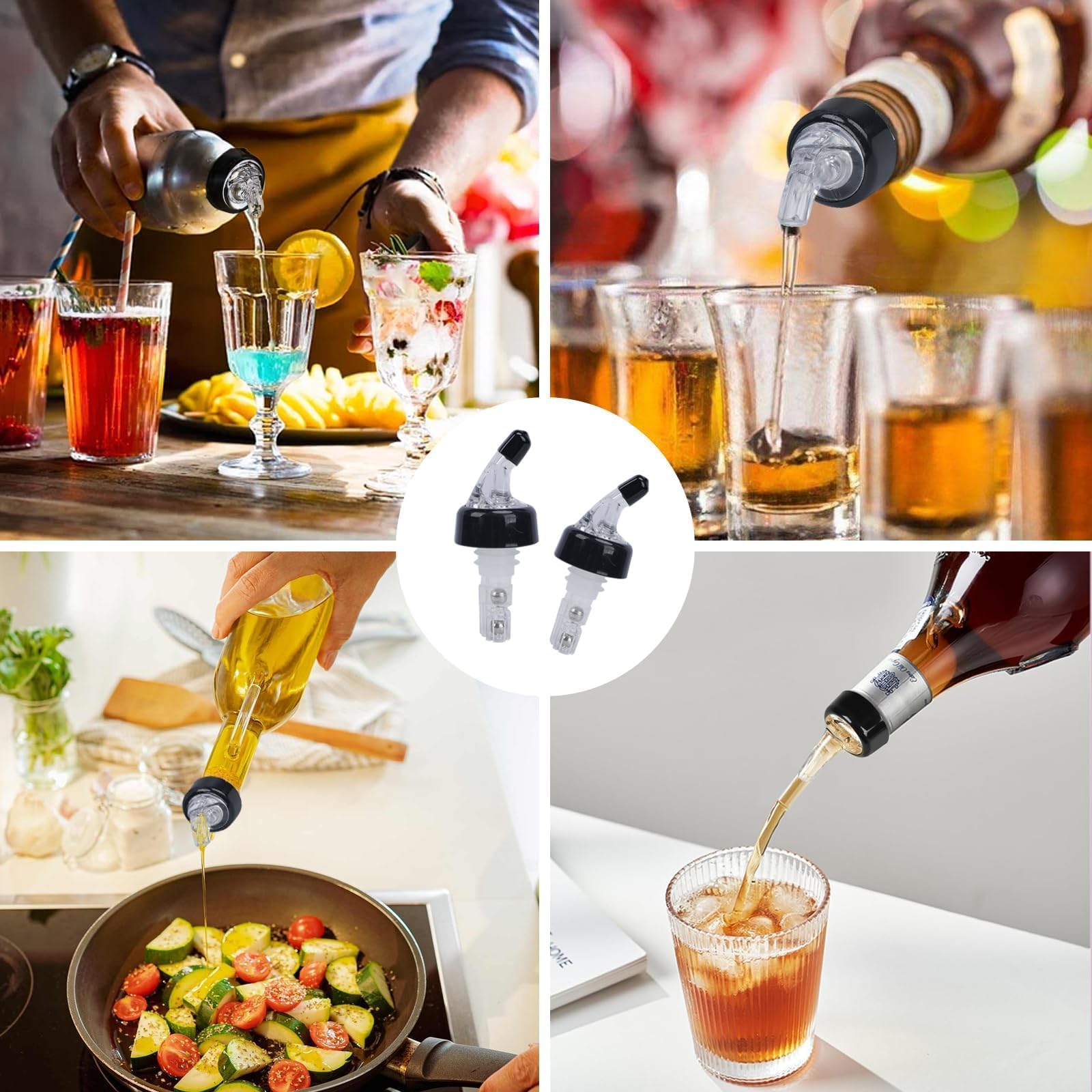 4 Piezas Vertedor de Botellas 20ml Vertedor Automático de Botellas Medido Vertedor de Botellas Vino 2CL Cónica Boquillas Anti-Goteo Dispensador para Bebidas Cócteles Aceite y Vino