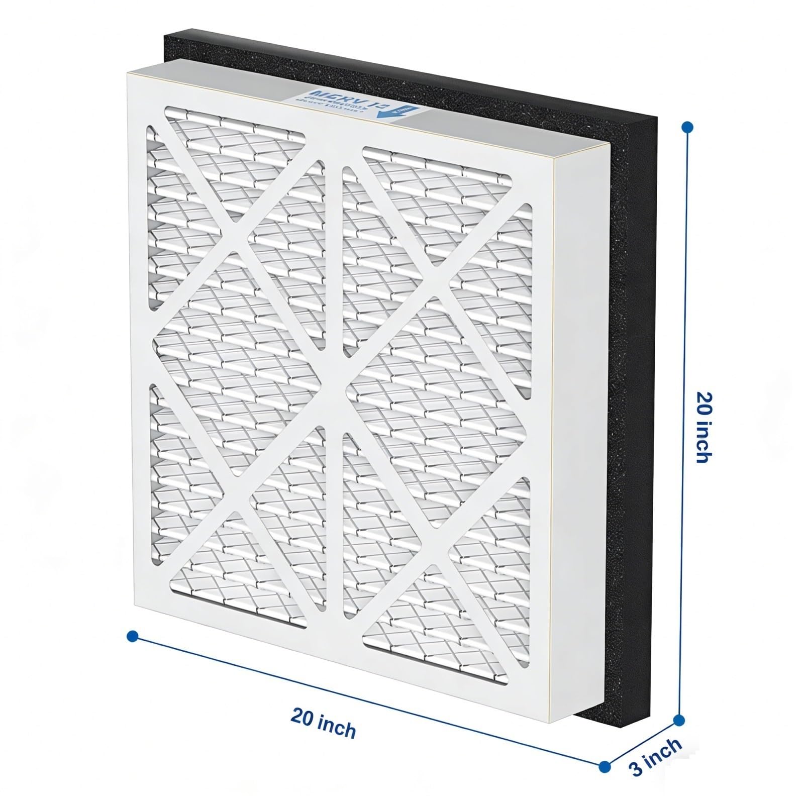 20x20x3 pollici 6 mesi piegato filtro dell'aria con filtro di cornice di carta spessa. Compatibile con Zephyr VGF serie. Filtro griglia aria di ritorno domestico 20x20x3(White 20x20x3)