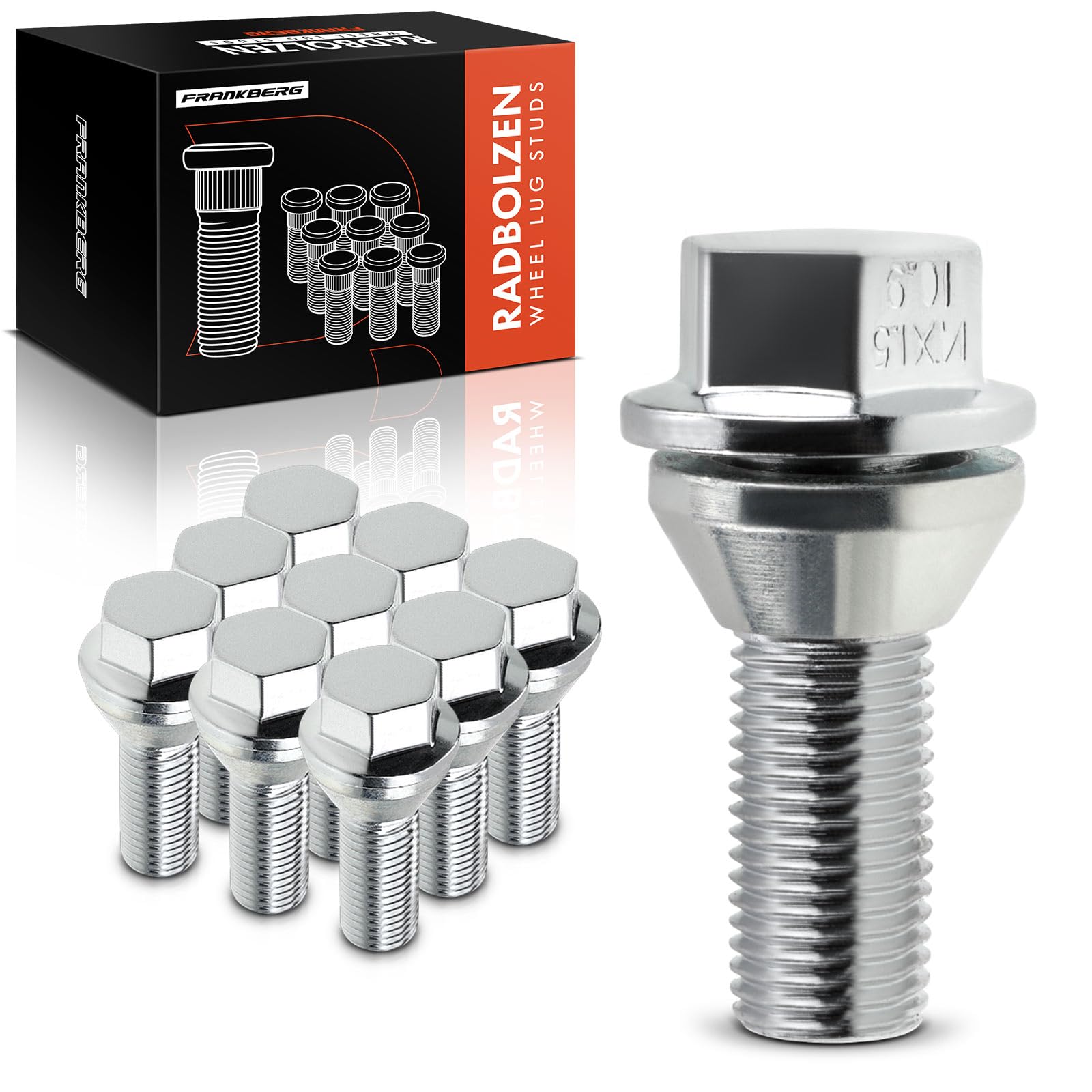 Frankberg 10x Radbolzen Radschraube Vorne Hinten Kompatibel mit S60 I 384 S80 I 184 TS XY V70 II 285 P80 SW XC70 II 136 2.0L-3.2L 1998-2019