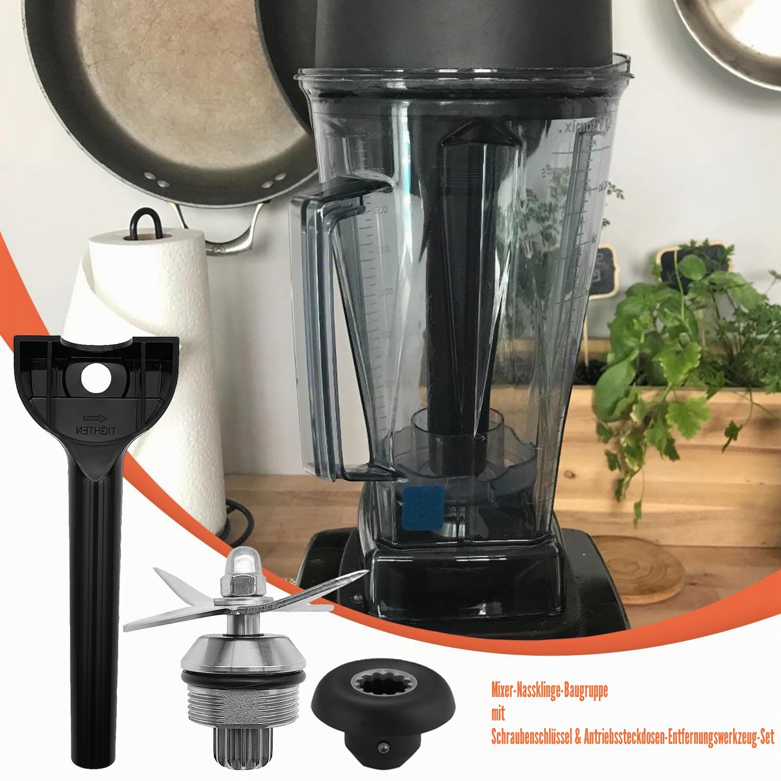 JOJOCY Ersatz-Set für Vitamix Blender 5200, 1,8 l, 907 ml, Standard-Behälter, Mixer, Behälter, Reparatur, Nassmesser, Montage mit Schraubenschlüssel
