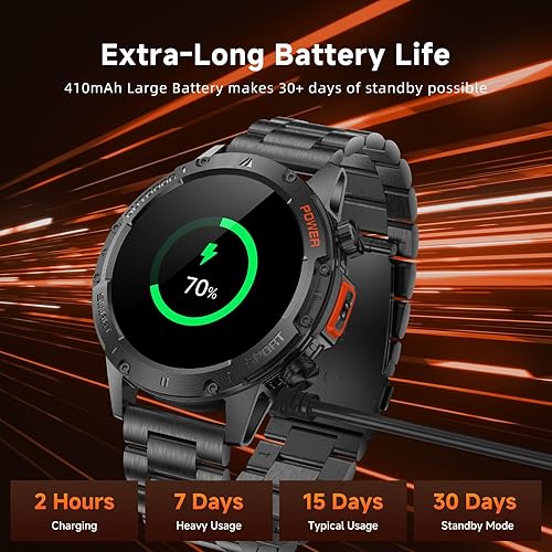 Miniatura 4 de Relojes inteligentes para hombres, reloj inteligente militar resistente para hombre, cuerpo de acero inoxidable, resistente al agua IP68, espera de