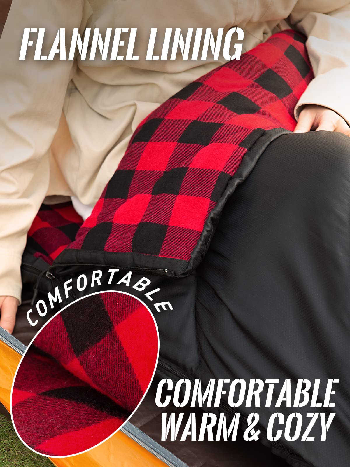 Bessport Saco de dormir de 3 a 4 estaciones – Saco de dormir de franela para invierno, cálido, para exteriores, tamaño pequeño, ultraligero, impermeable, para camping, viajes, senderismo, para adultos