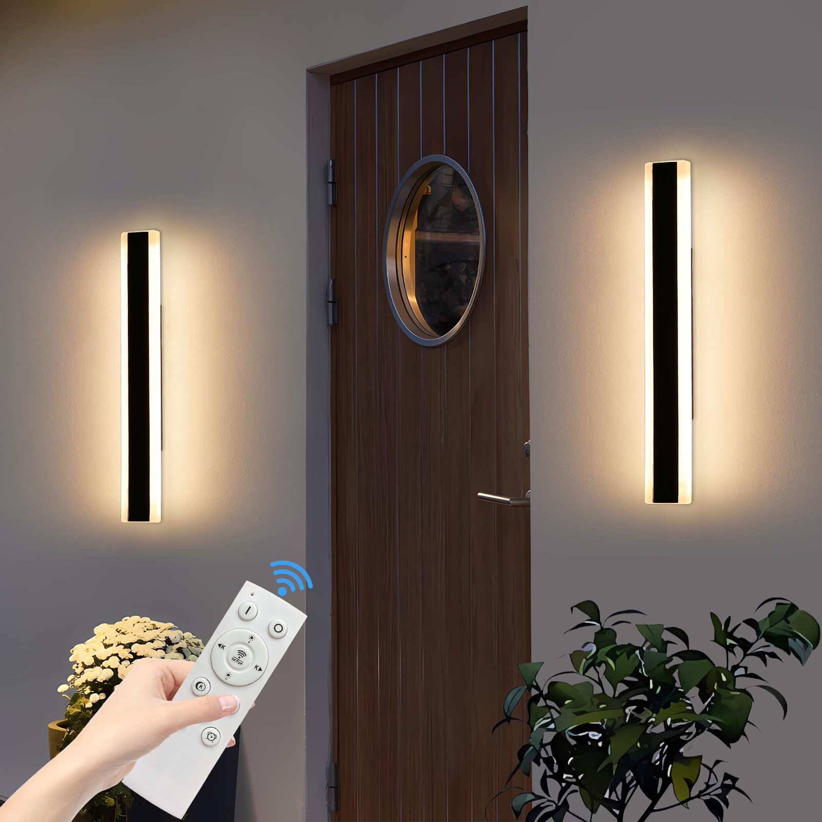 Outdoor Modern Wall Light 60CM, 18W 1100LM Long Strip Wall Sconce with 3000K Warm White Light, IP65 Rainproof Outside Porch Wall Fixture for Garden Patio Garage — view 34