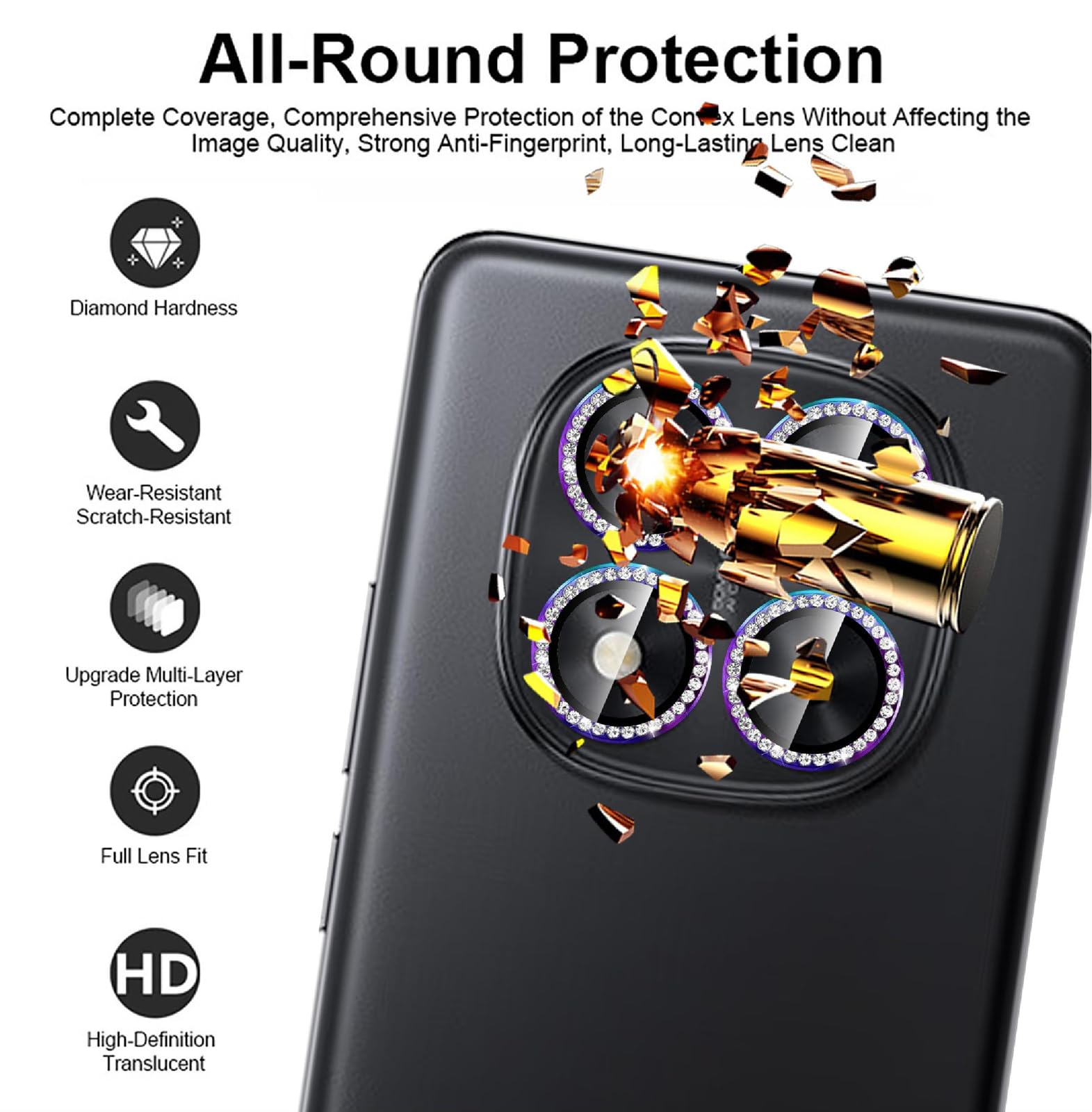 Protezione Fotocamera GIOPUEY Per Redmi Note 14 5G | Doppia Protezione Metallo + Vetro Temperato Colorato - 5
