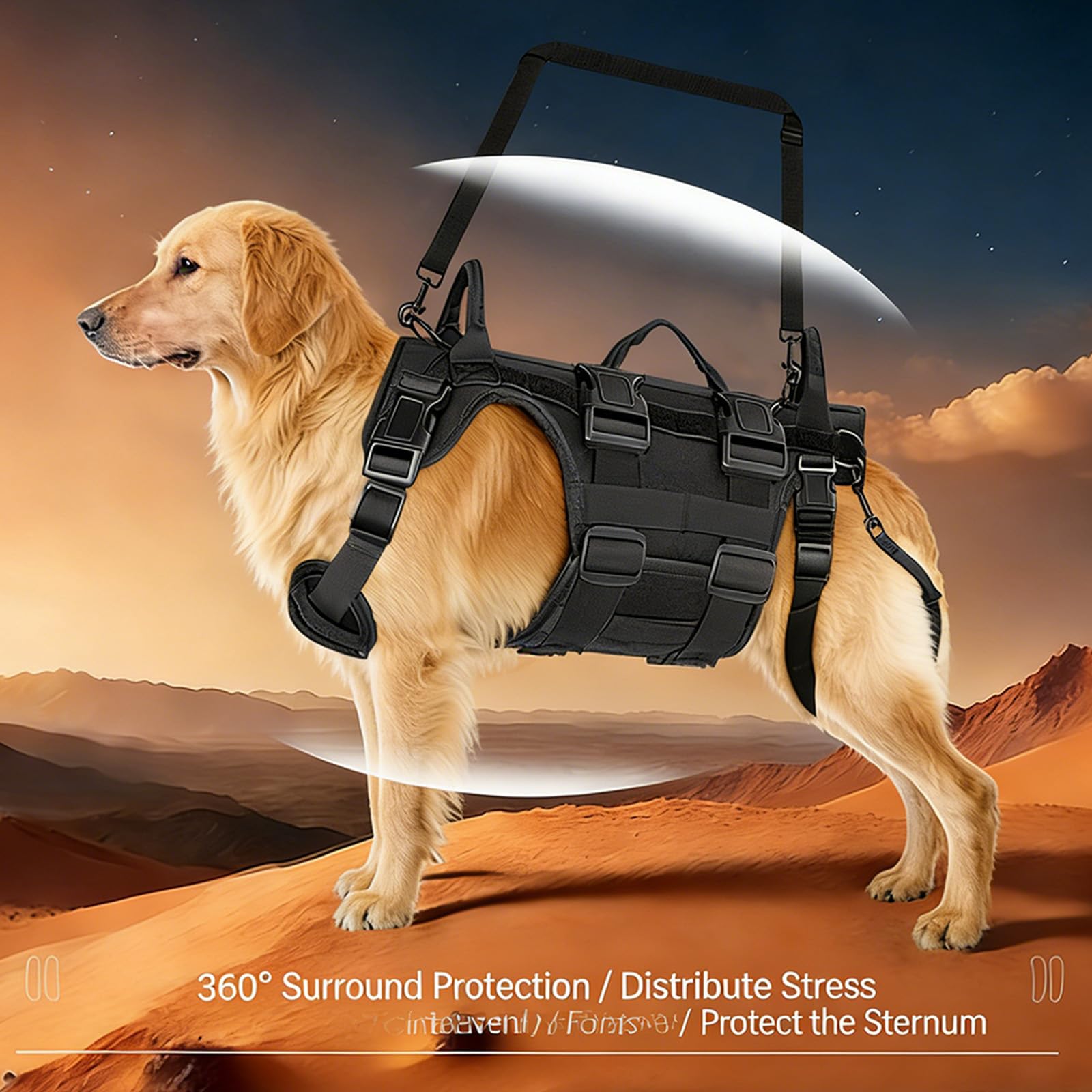 Perro para mascotas mayores con elevación de cuerpo completo y asas acolchadas, arnés transpirable para perros