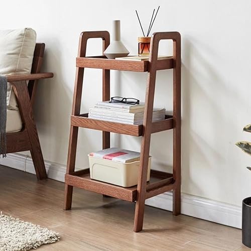 Miniatura 2 de Mesa de sofá 100% roble macizo, mesa auxiliar estrecha de diseño versátil con almacenamiento abierto de 3 niveles para sala de estar, dormitorio o