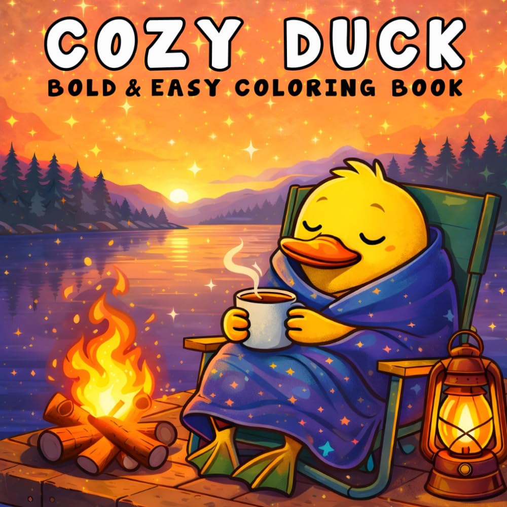 Cozy Duck: Coloring Book for Adults and Kids, Bold and Easy, Simple and Big Designs for Relaxation Featuring Cute Duck