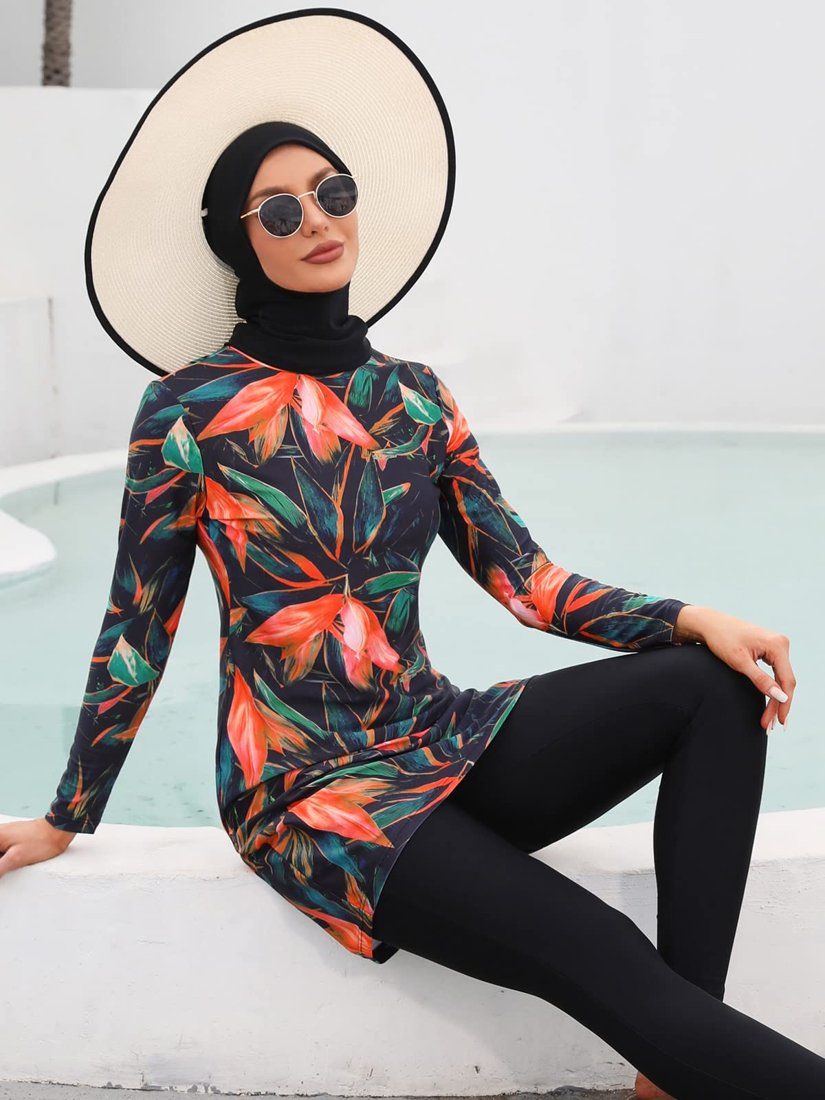 YEESAM Costumi da Bagno per Le Donne Musulmane Donna Musulmana - Islamiche Islamico Hijab Burkini Modesto (Asia S ~~ Formato dell'Europa 34-36