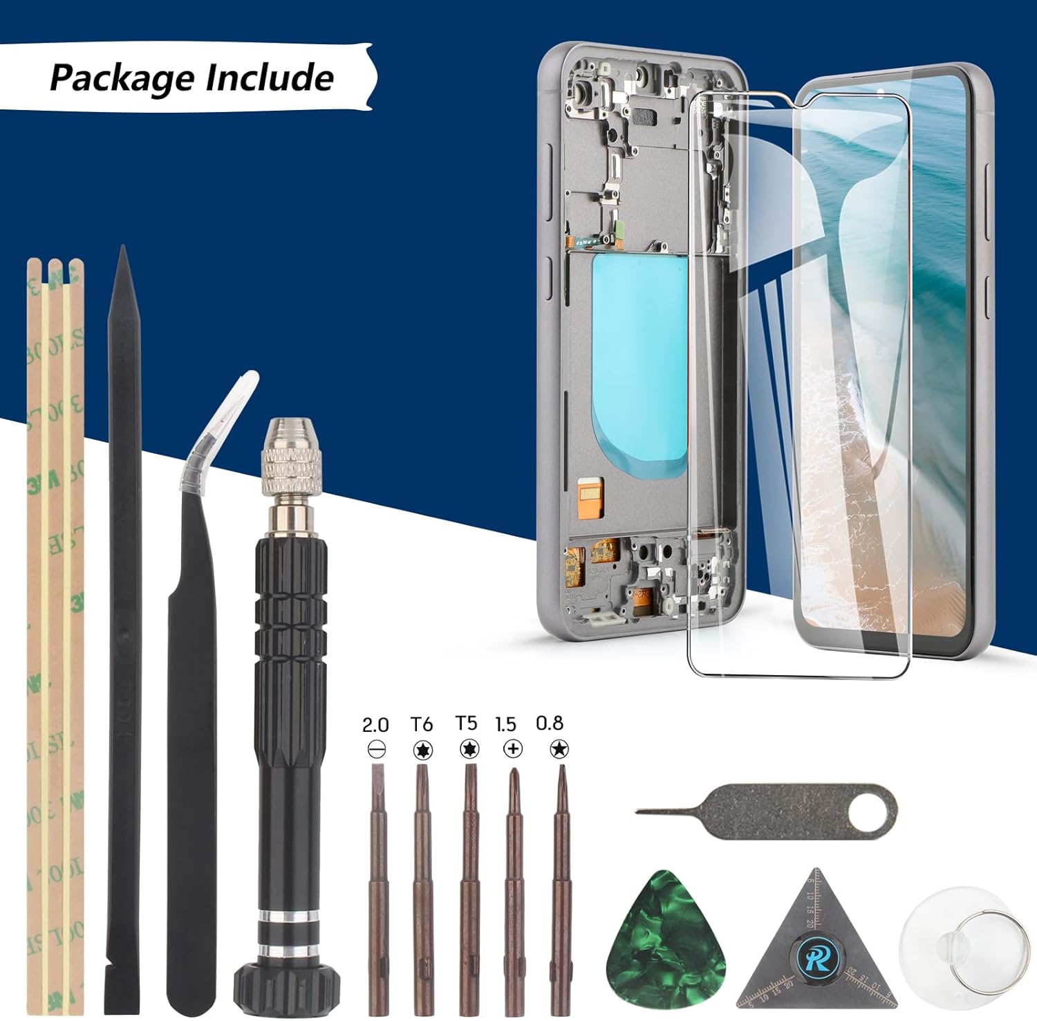 YWLRONG for Samsung Galaxy S23 FE Screen Replacement for Samsung S23 FE SM-S711U SM-S711B Display Touch Screen Digitizer Assembly Replacement with Tools（with Frame）