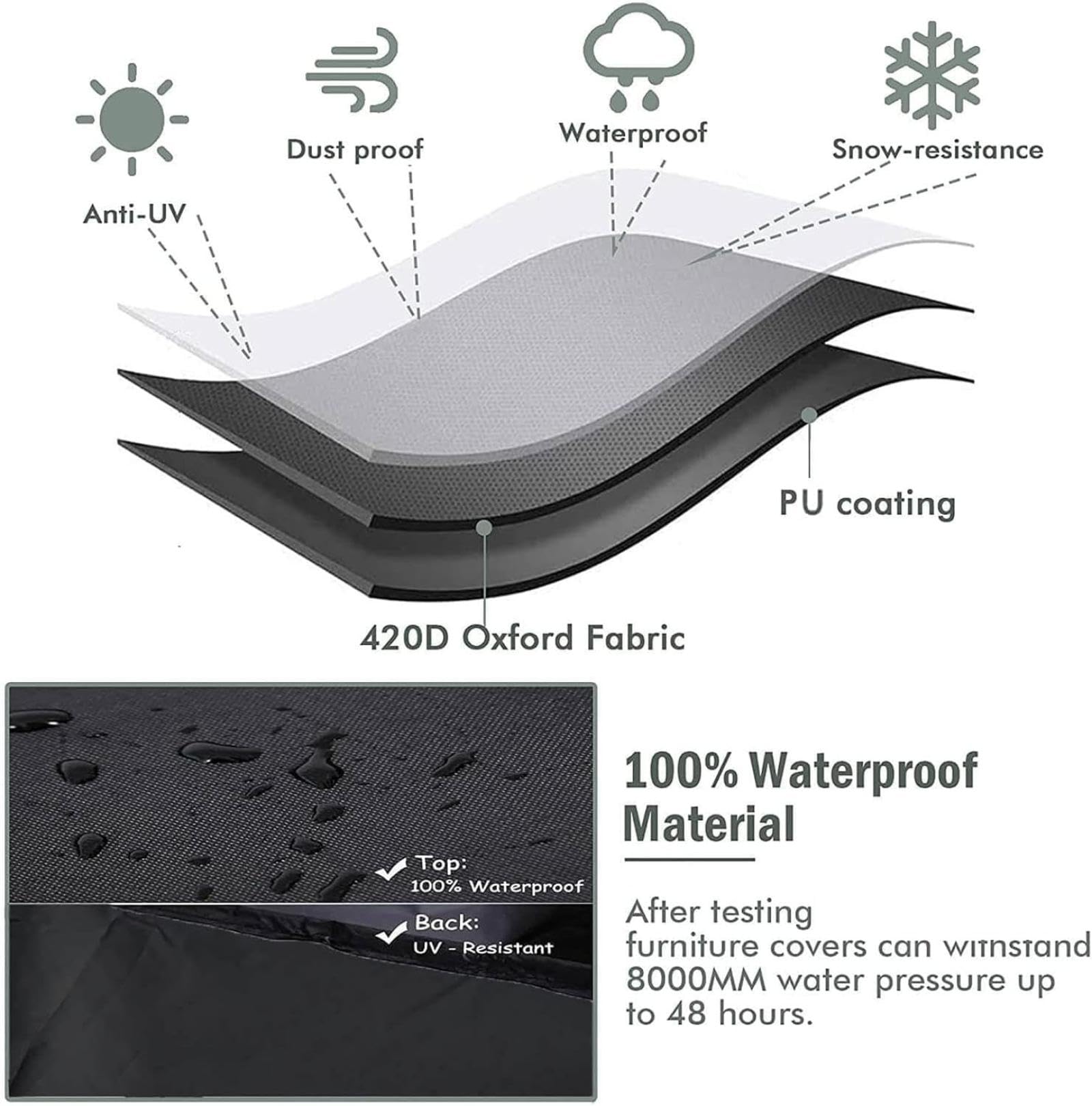 Funda de piel para exteriores, 85 x 50 x 55 cm, impermeable y resistente al viento, protector de mesa de jardín, ideal para juegos de jardín, resistente a los rayos UV, HeavyDu Protect