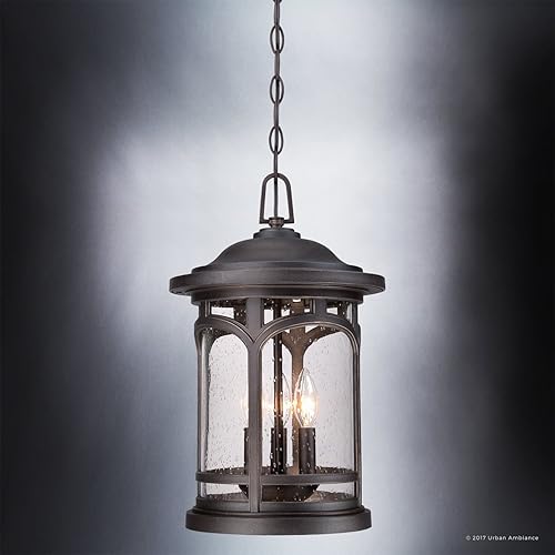 Miniatura 5 de Urban Ambiance Lámpara colgante rústica de lujo para exteriores, tamaño grande 18 pulgadas de alto x 11 pulgadas de ancho, con elementos de estilo