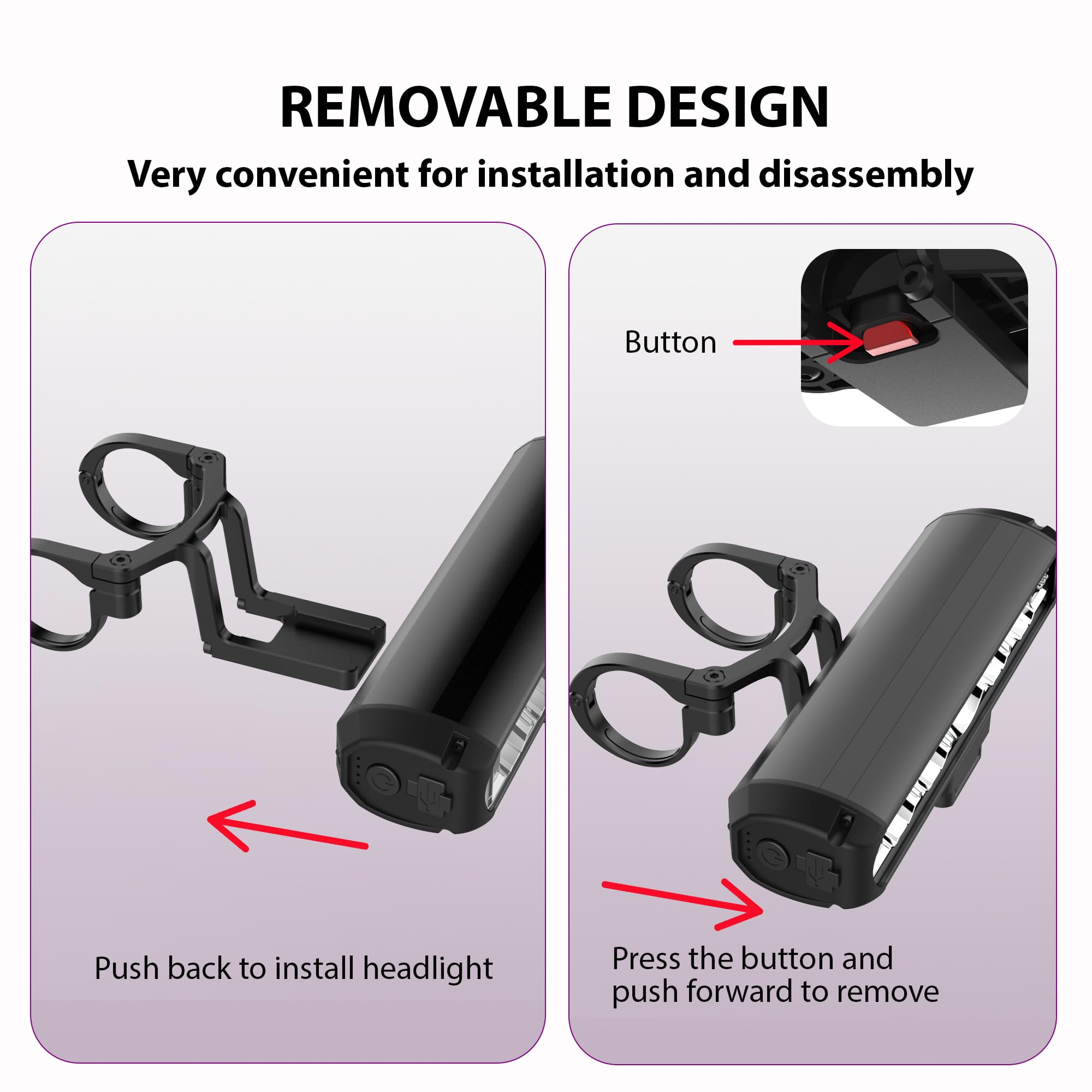 Phares de vélo super lumineux pour la conduite de nuit, éclairage avant et arrière à haute luminosité, rechargeable par USB C, barre lumineuse LED pour VTT, vélo de route