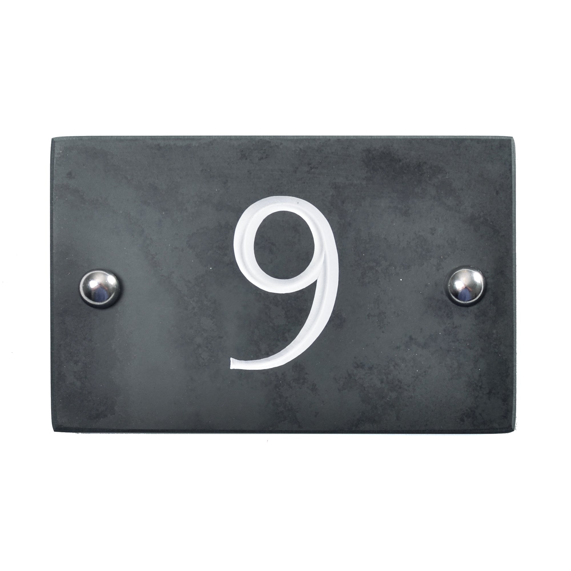slate engraved house number 9